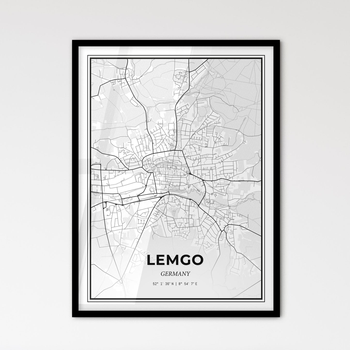 Lemgo Germany - Scandinavian Style City Map for Modern Home Decor