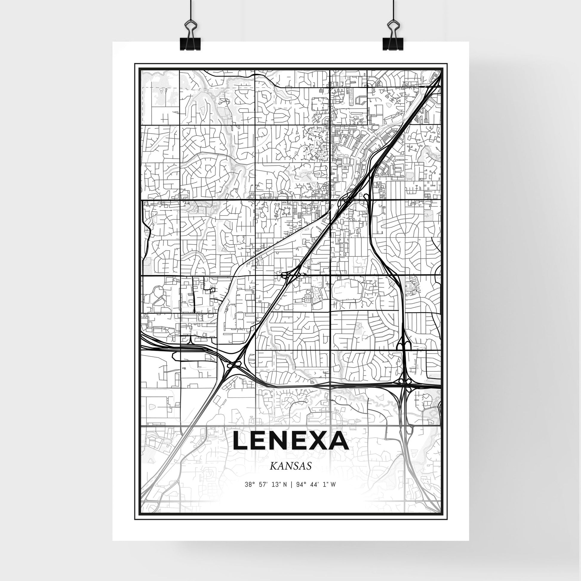 Lenexa Kansas - Premium City Map Poster