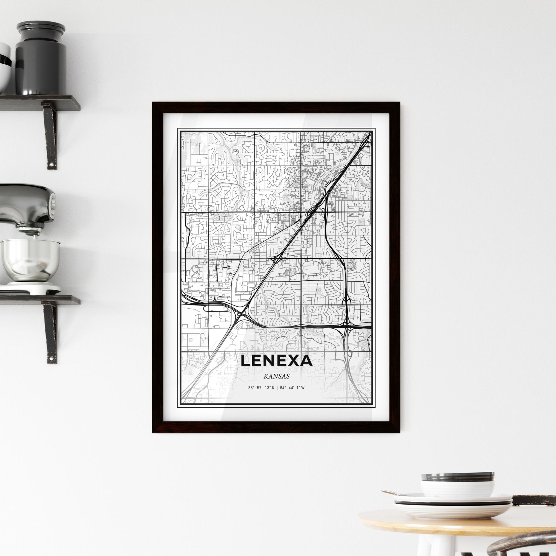 Lenexa Kansas - Minimal City Map