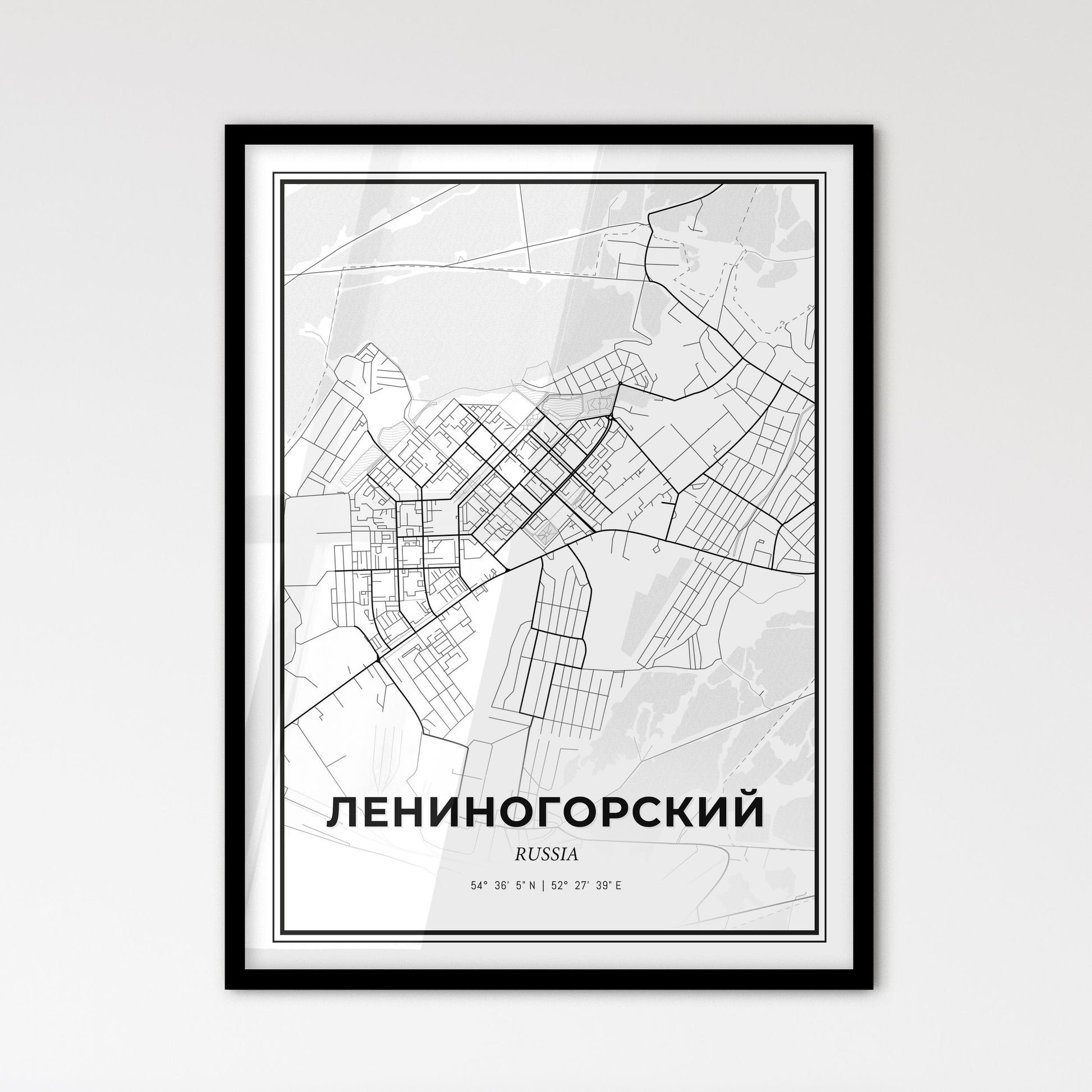 Leninogorsk Russia - Scandinavian Style City Map for Modern Home Decor