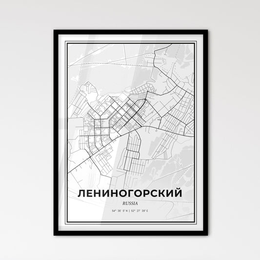 Leninogorsk Russia - Scandinavian Style City Map for Modern Home Decor