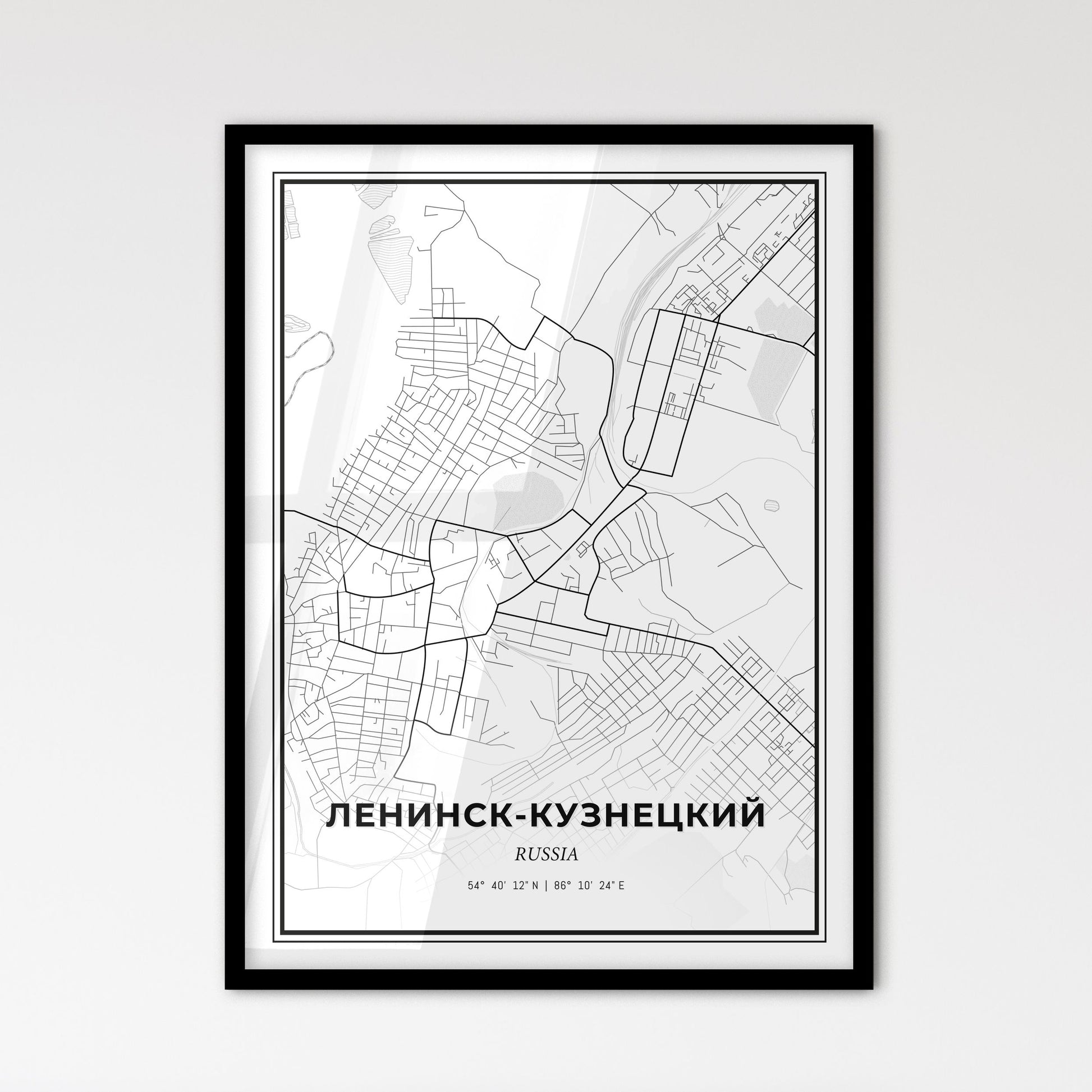 Leninsk-Kuznetsky Russia - Scandinavian Style City Map for Modern Home Decor