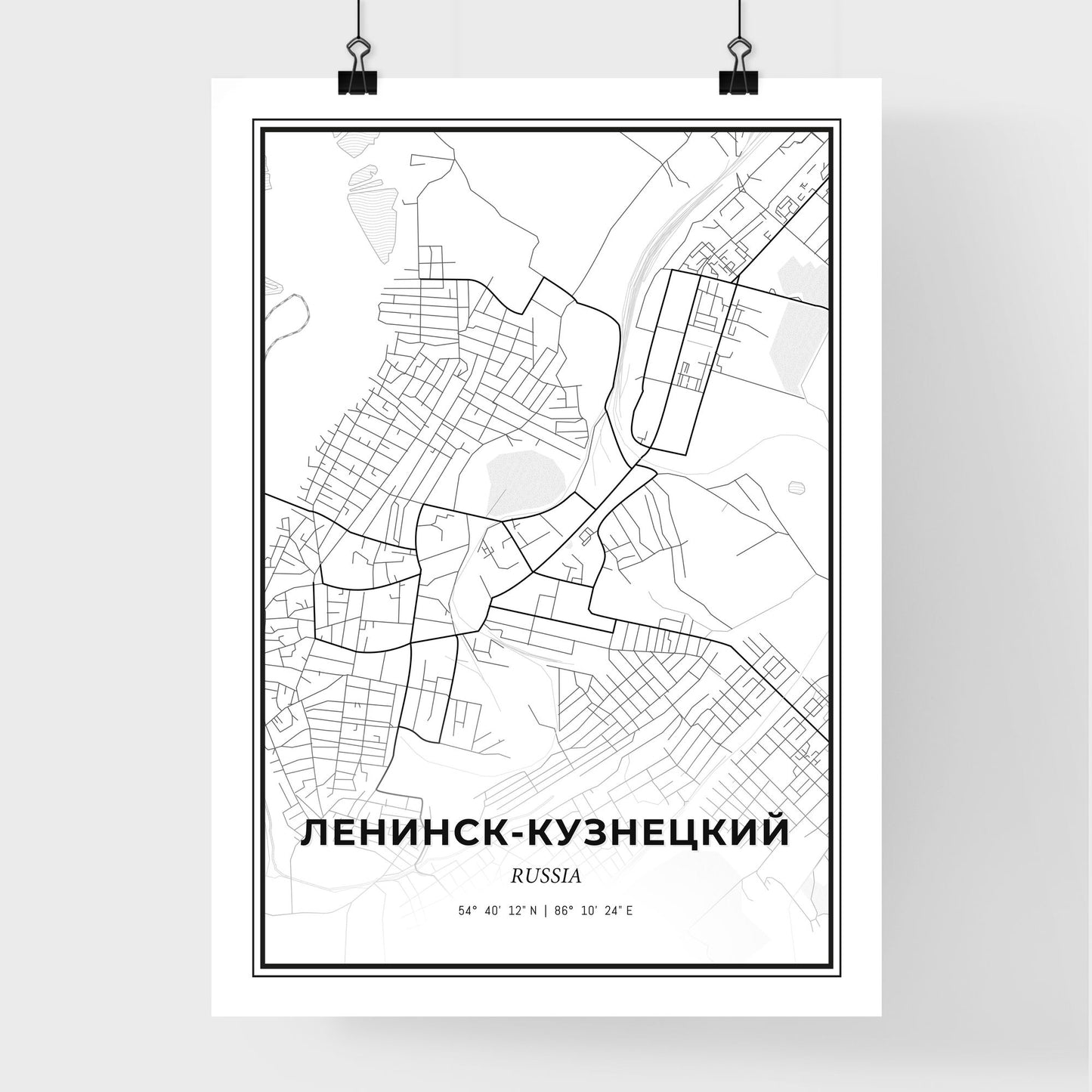 Leninsk-Kuznetsky Russia - Premium City Map Poster