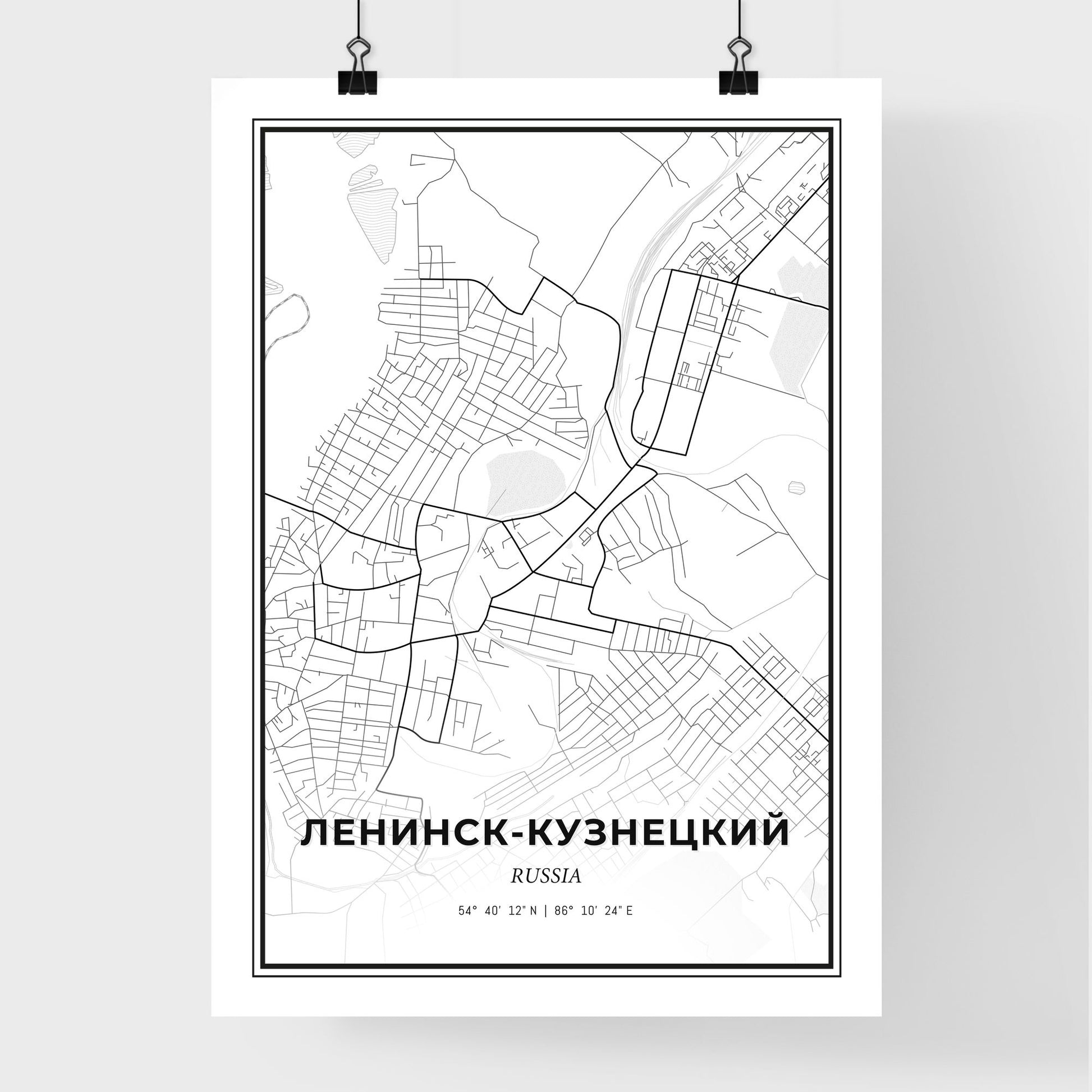 Leninsk-Kuznetsky Russia - Premium City Map Poster