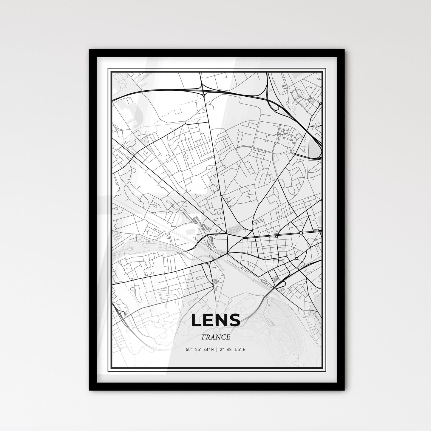 Lens France - Scandinavian Style City Map for Modern Home Decor