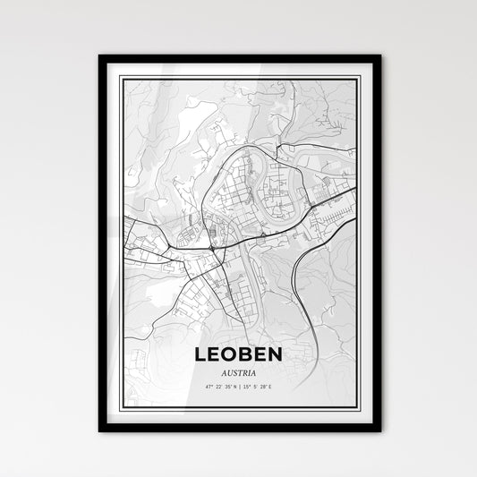 Leoben Austria - Scandinavian Style City Map for Modern Home Decor