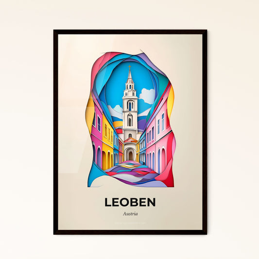 Vivid Leoben, Austria - a colorful city street with a clock tower