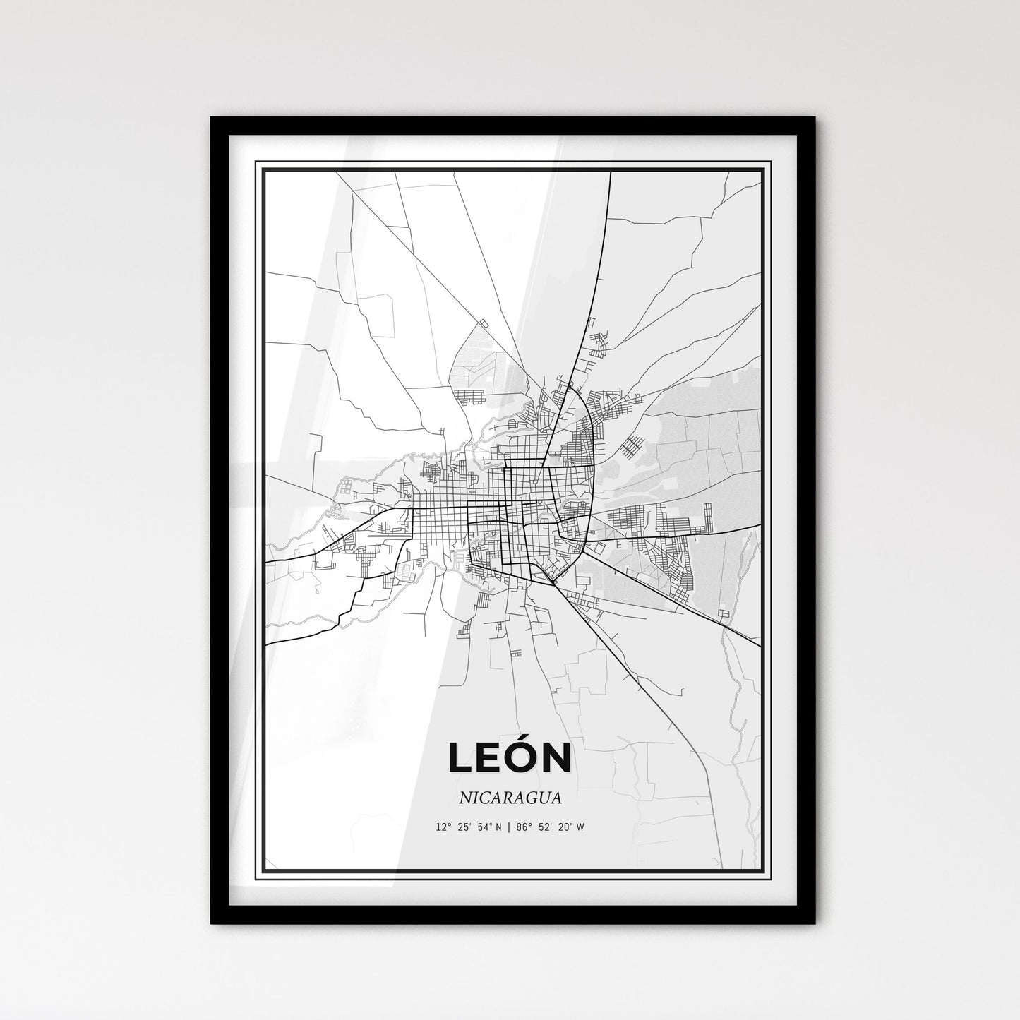 León Nicaragua - Scandinavian Style City Map for Modern Home Decor