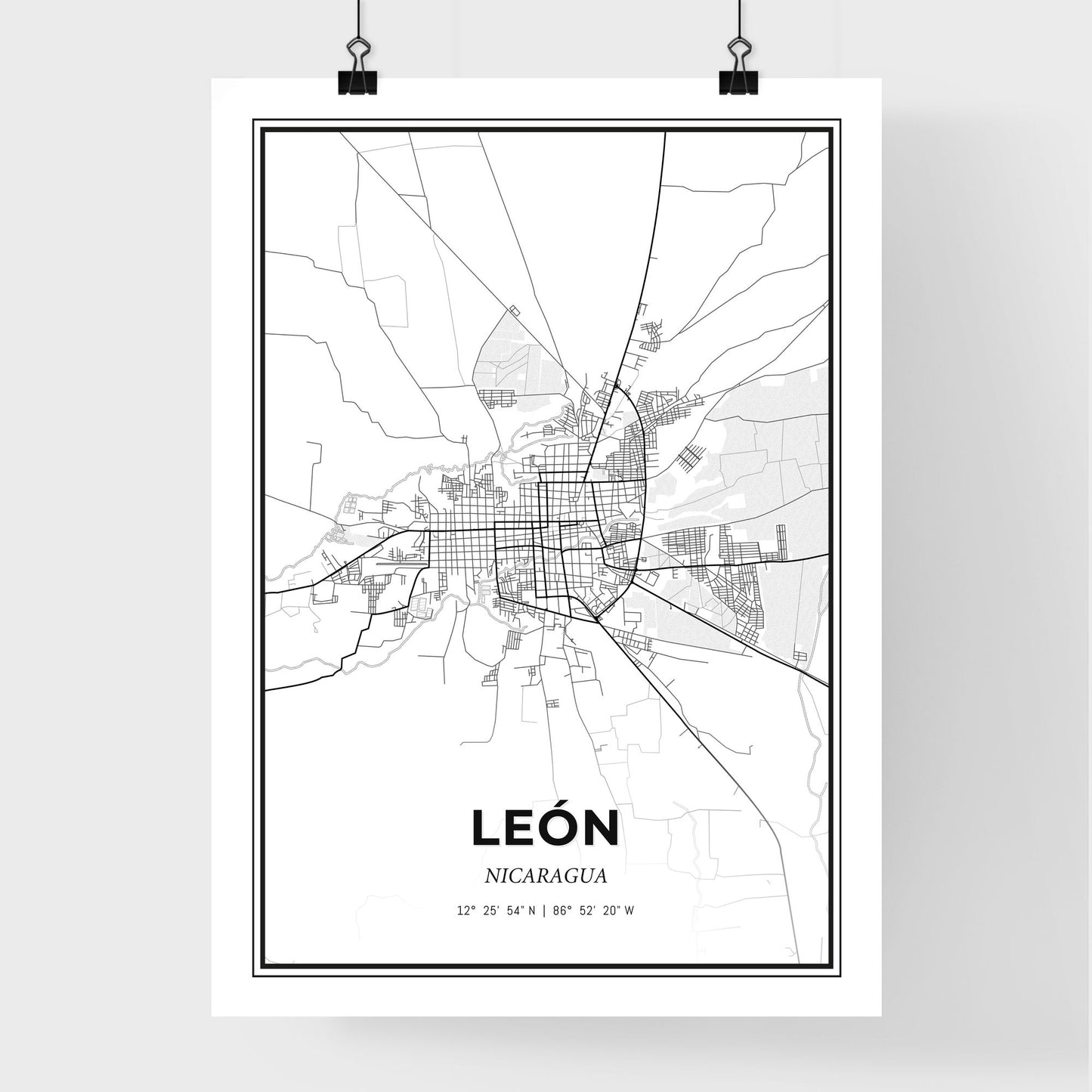 León Nicaragua - Premium City Map Poster