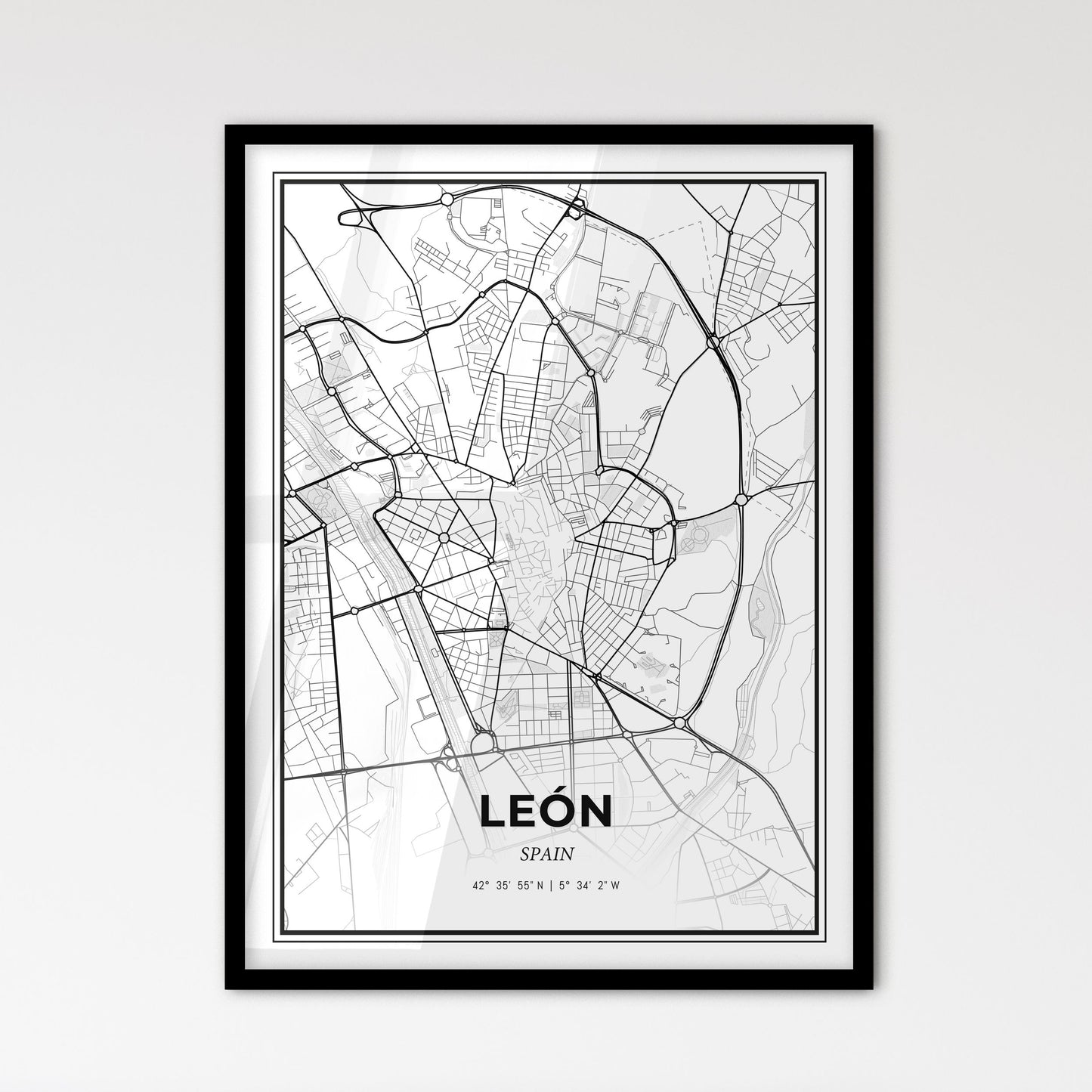 León Spain - Scandinavian Style City Map for Modern Home Decor