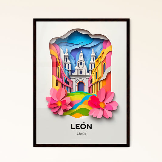 Vivid León, Mexico - a paper cut of a city with a church