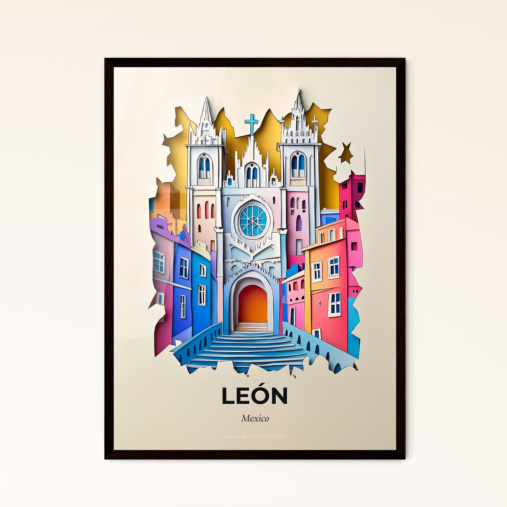 Vivid León, Mexico - a church with a clock on it