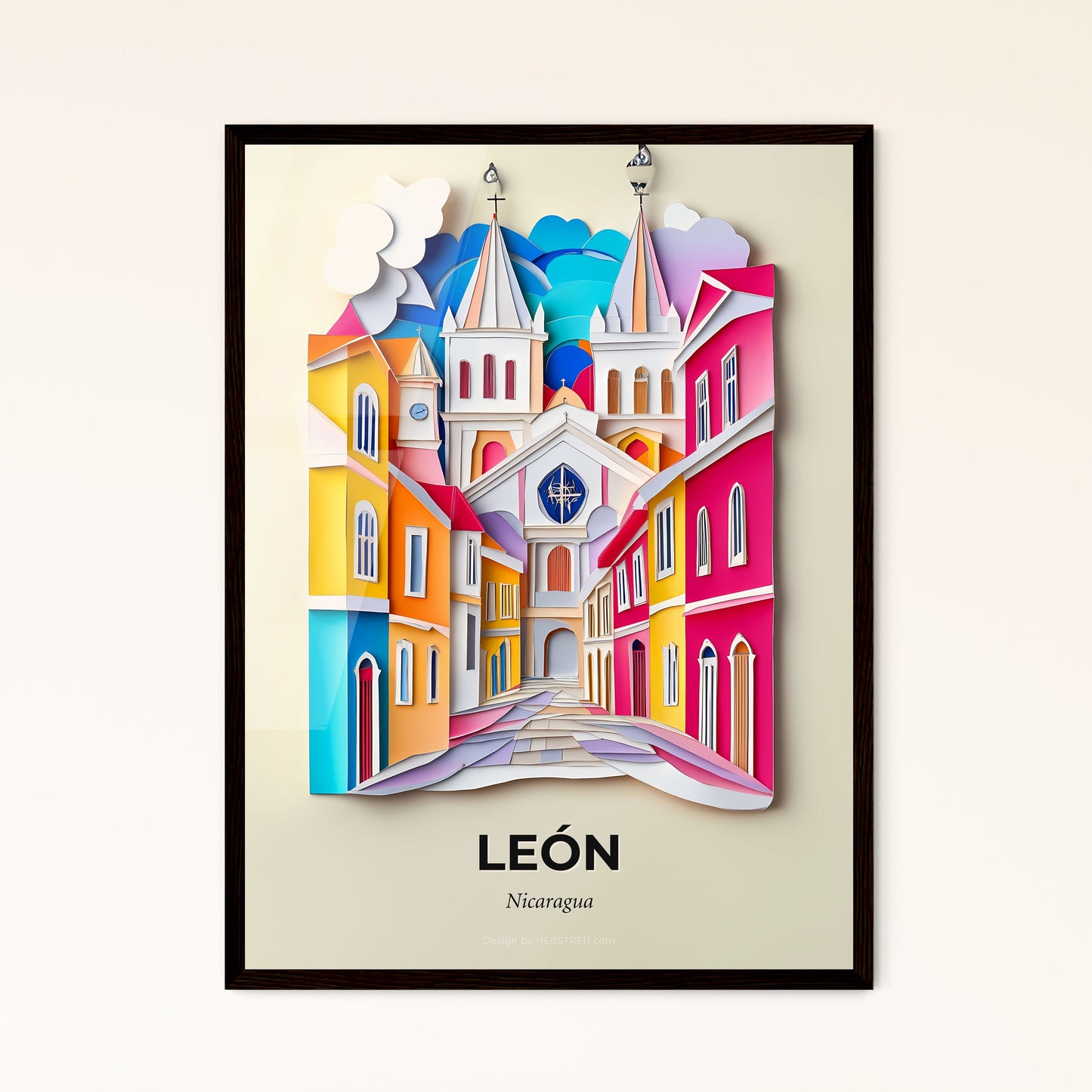 Vivid León, Nicaragua - a paper cut of a church and a street