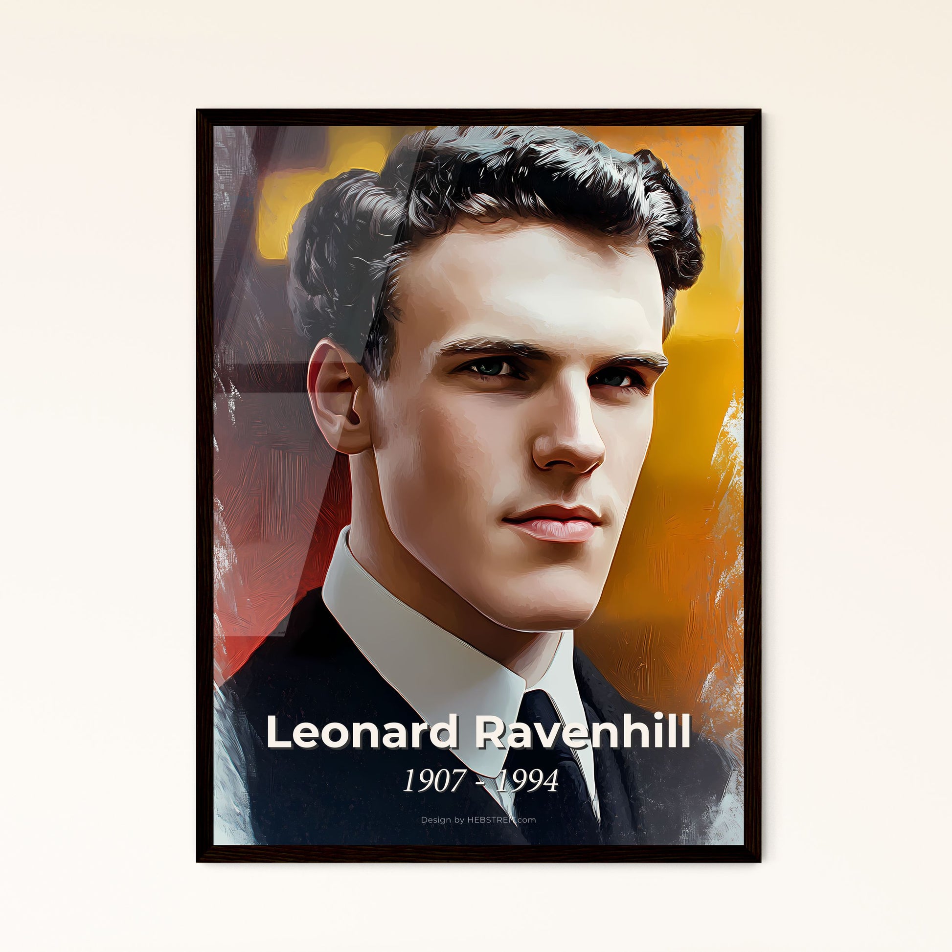 Portrait of Leonard Ravenhill, 1907 - 1994. Impressionistic painting of a man in a suit.