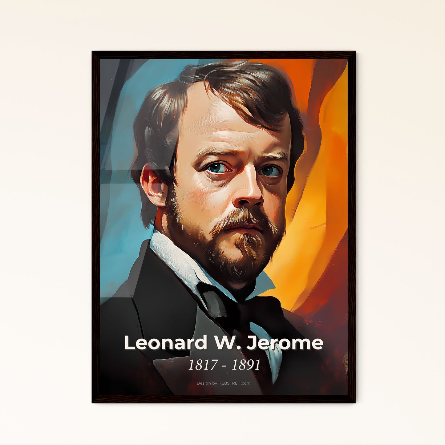 Portrait of Leonard W. Jerome, 1817 - 1891. Impressionistic painting of a man with a beard and mustache.