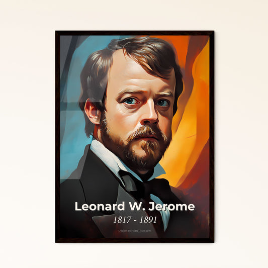 Portrait of Leonard W. Jerome, 1817 - 1891. Impressionistic painting of a man with a beard and mustache.