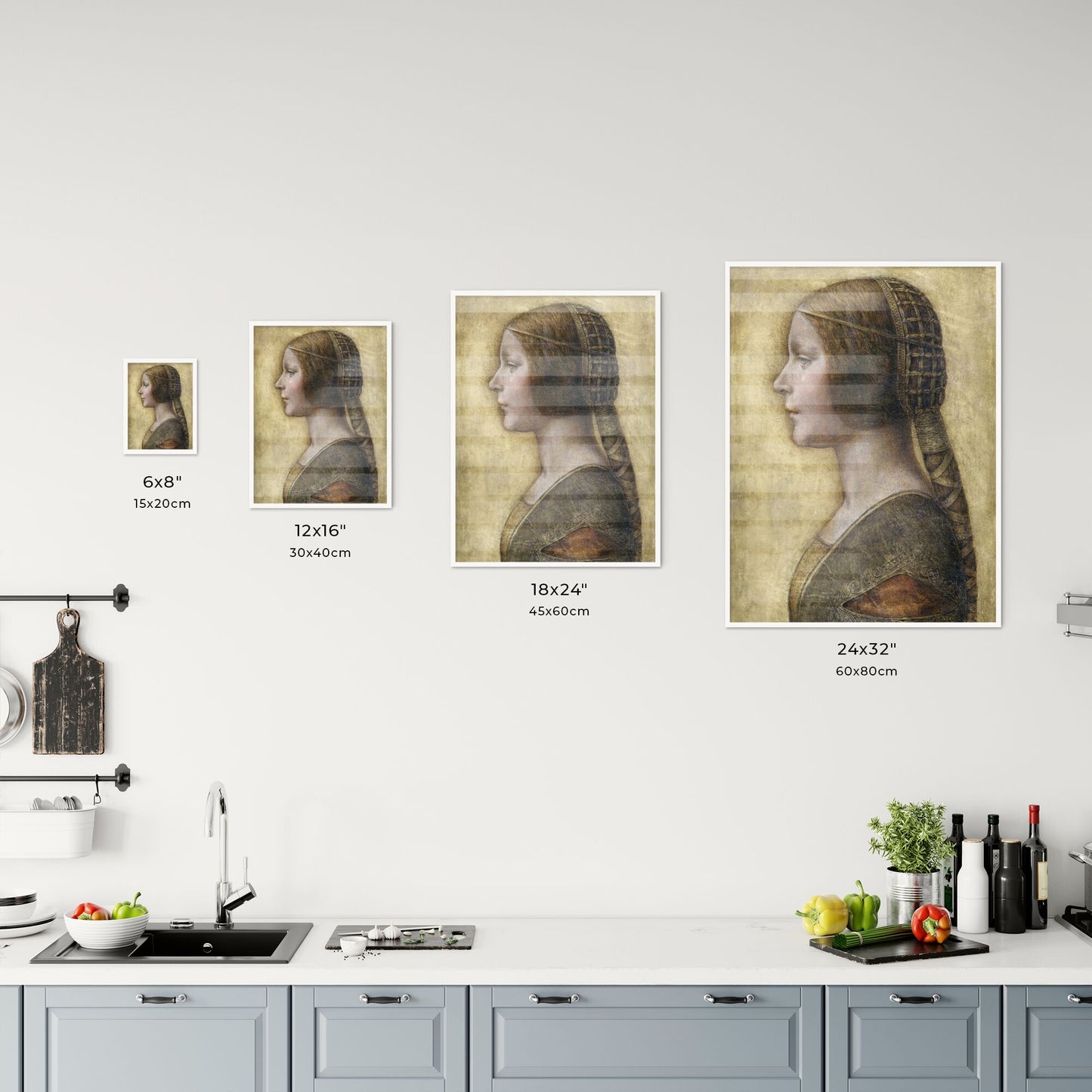 Leonardo da Vinci – Profile of a Young Fiancée Size Chart