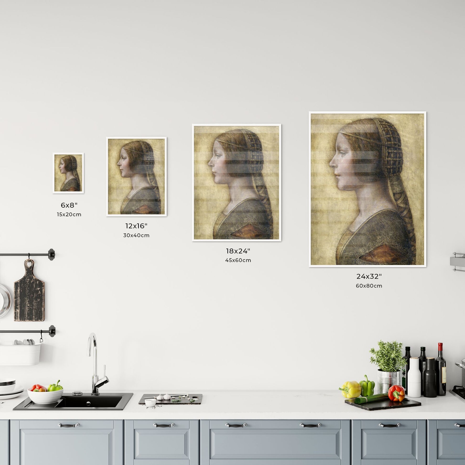 Leonardo da Vinci – Profile of a Young Fiancée Size Chart