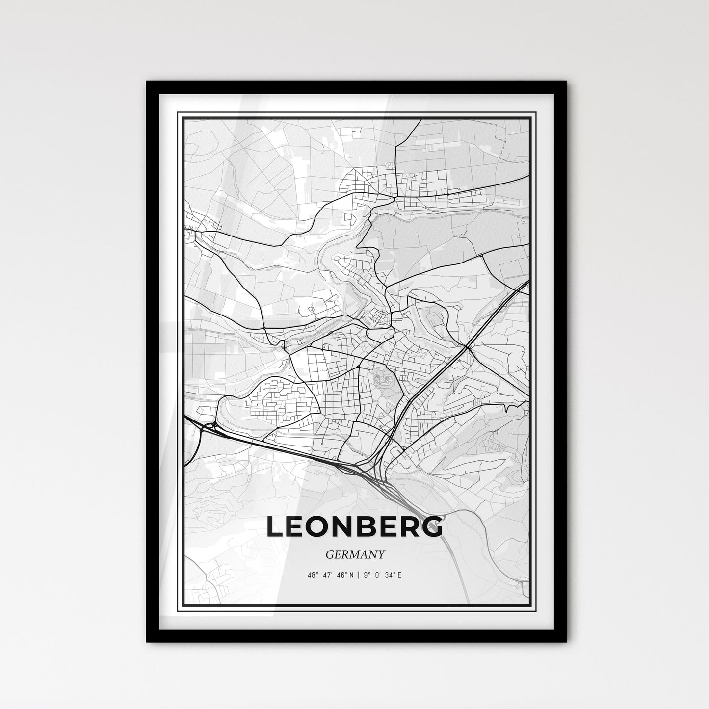 Leonberg Germany - Scandinavian Style City Map for Modern Home Decor