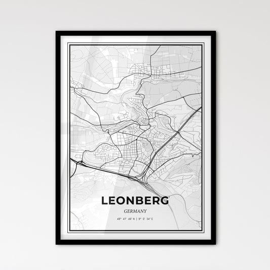 Leonberg Germany - Scandinavian Style City Map for Modern Home Decor