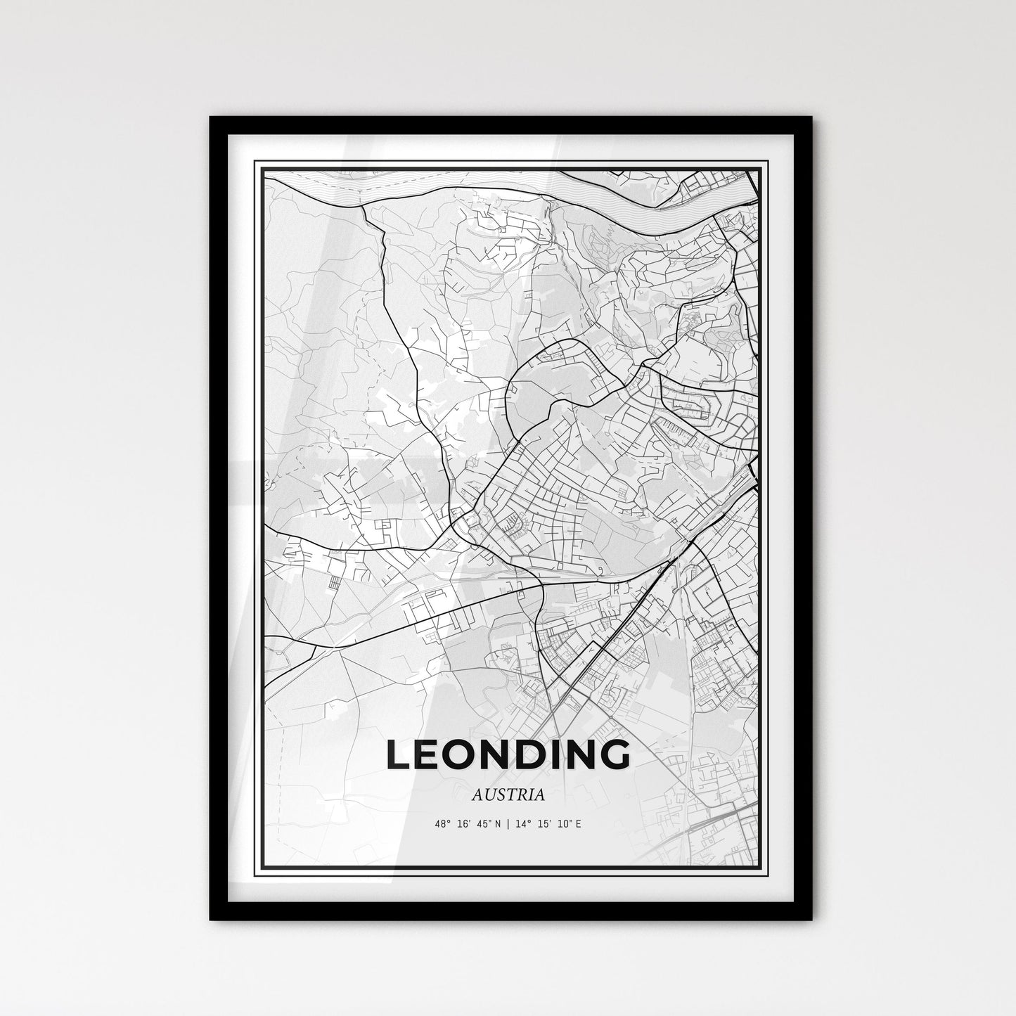 Leonding Austria - Scandinavian Style City Map for Modern Home Decor