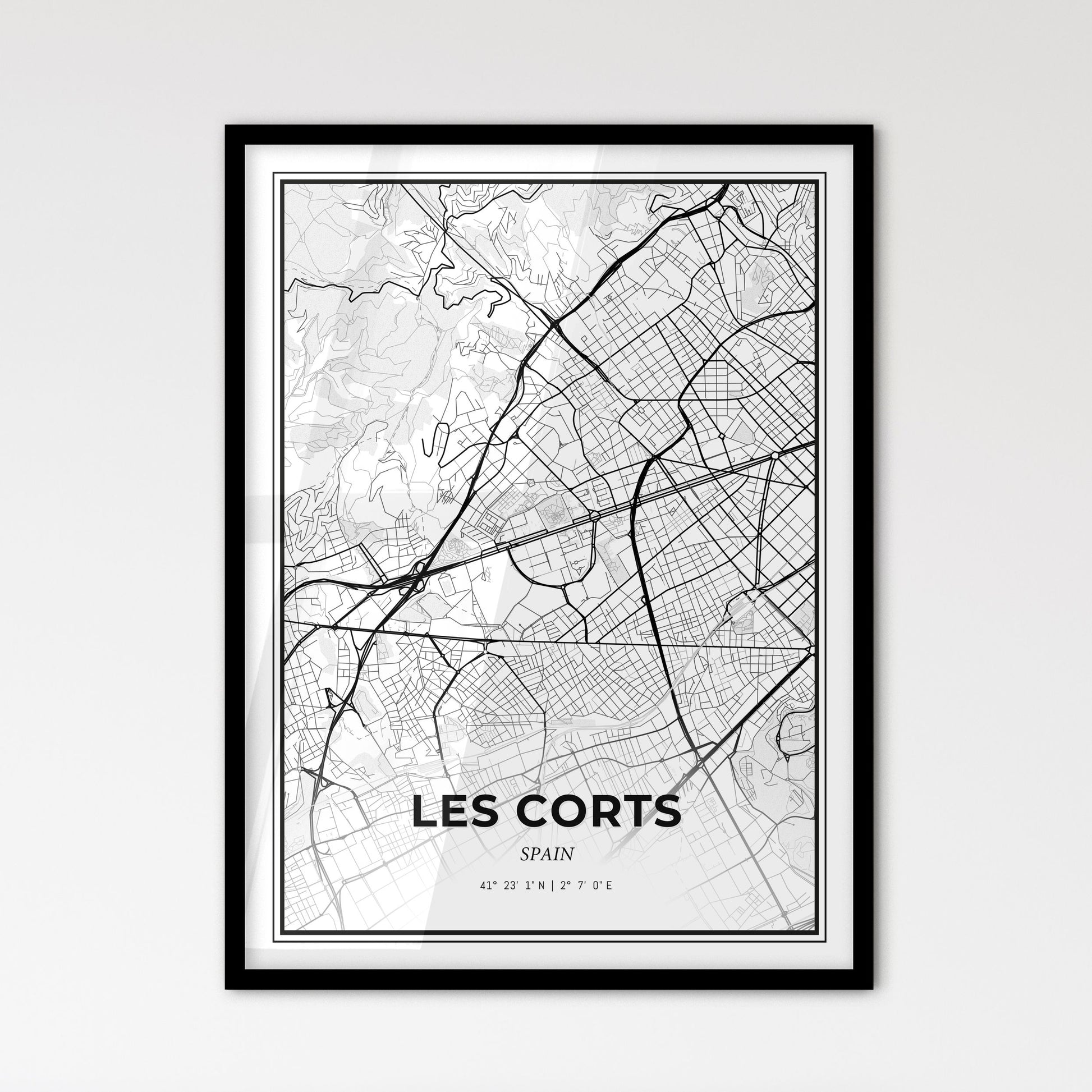 les Corts Spain - Scandinavian Style City Map for Modern Home Decor