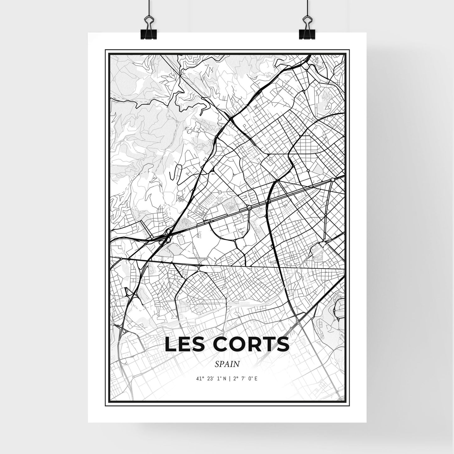les Corts Spain - Premium City Map Poster