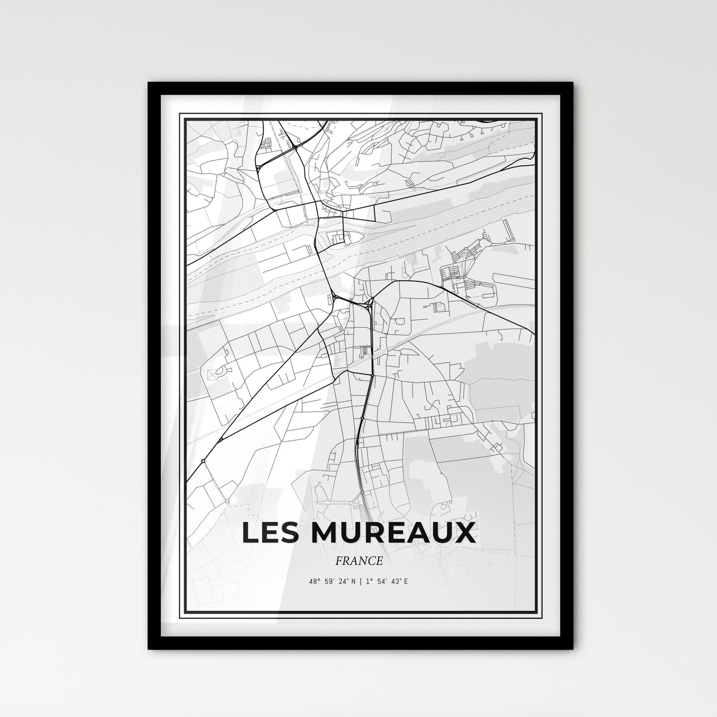 Les Mureaux France - Scandinavian Style City Map for Modern Home Decor