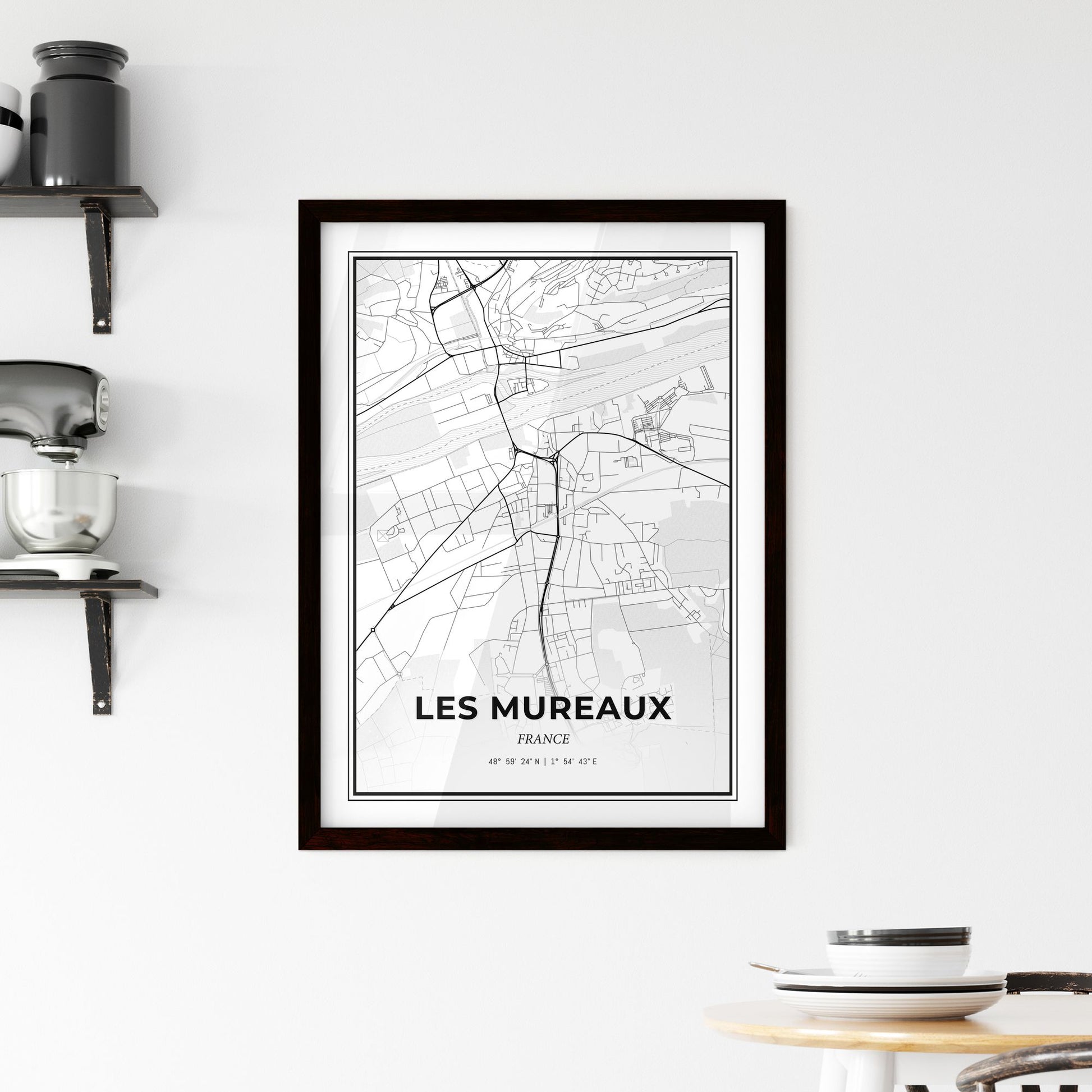 Les Mureaux France - Minimal City Map