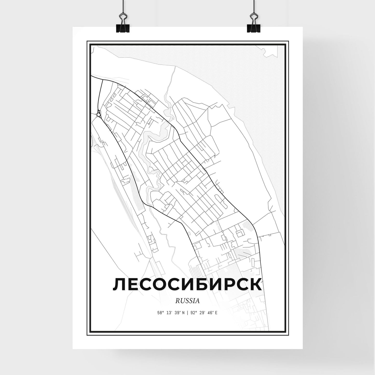 Lesosibirsk Russia - Premium City Map Poster