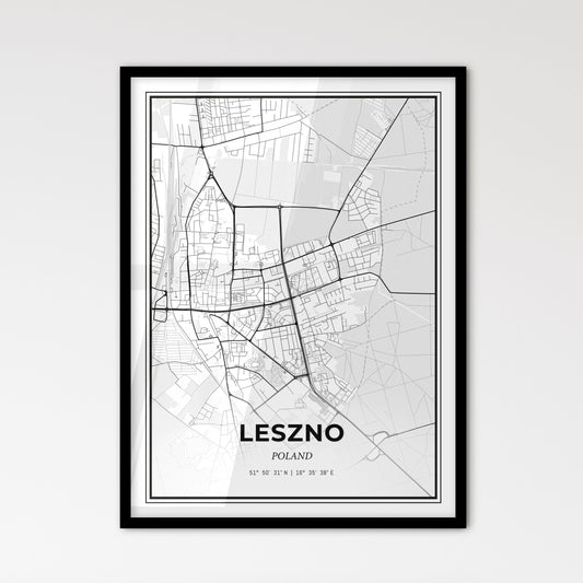 Leszno Poland - Scandinavian Style City Map for Modern Home Decor
