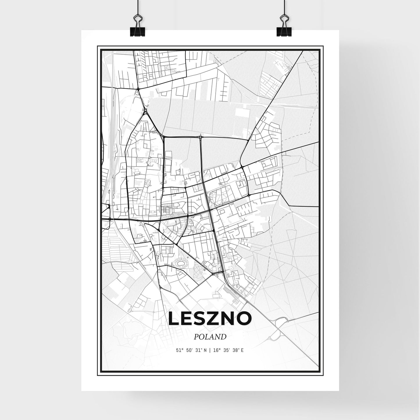 Leszno Poland - Premium City Map Poster