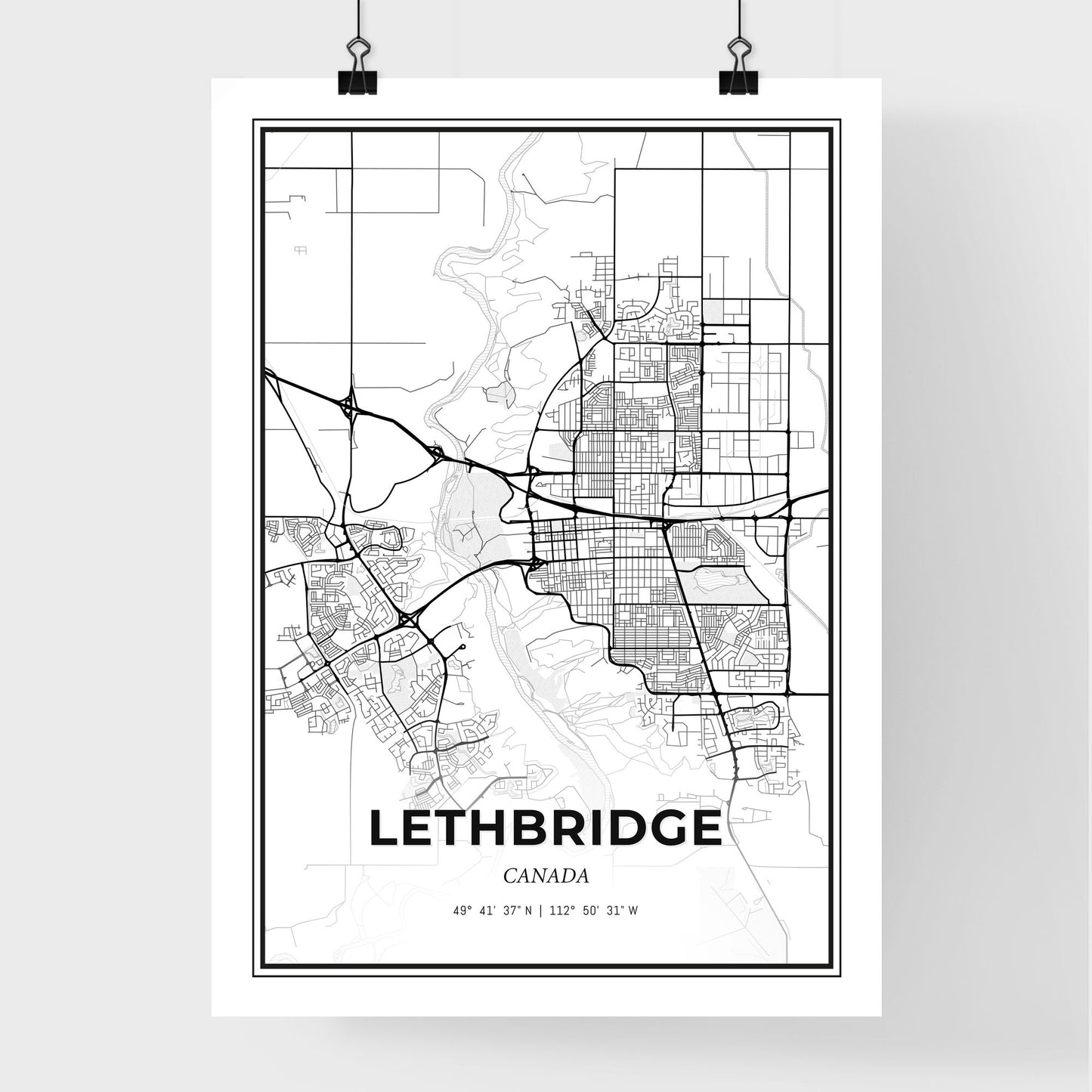 Lethbridge Canada - Premium City Map Poster