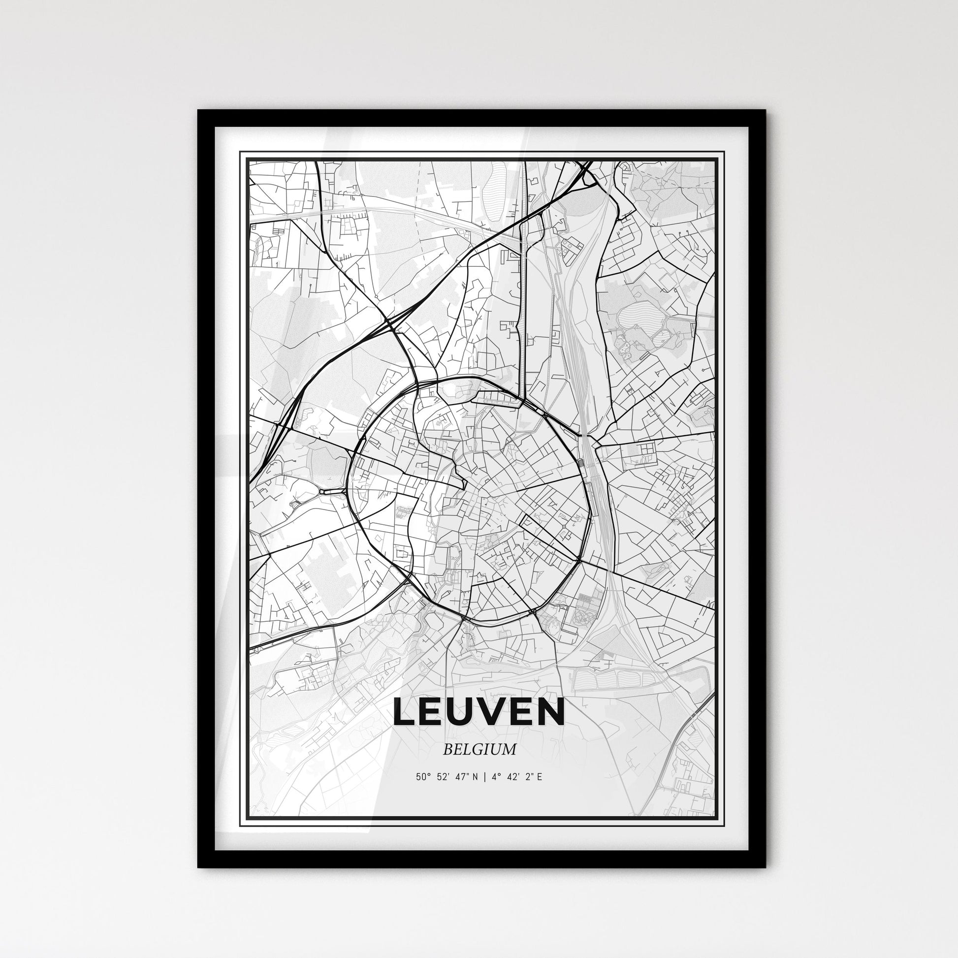 Leuven  Belgium - Scandinavian Style City Map for Modern Home Decor