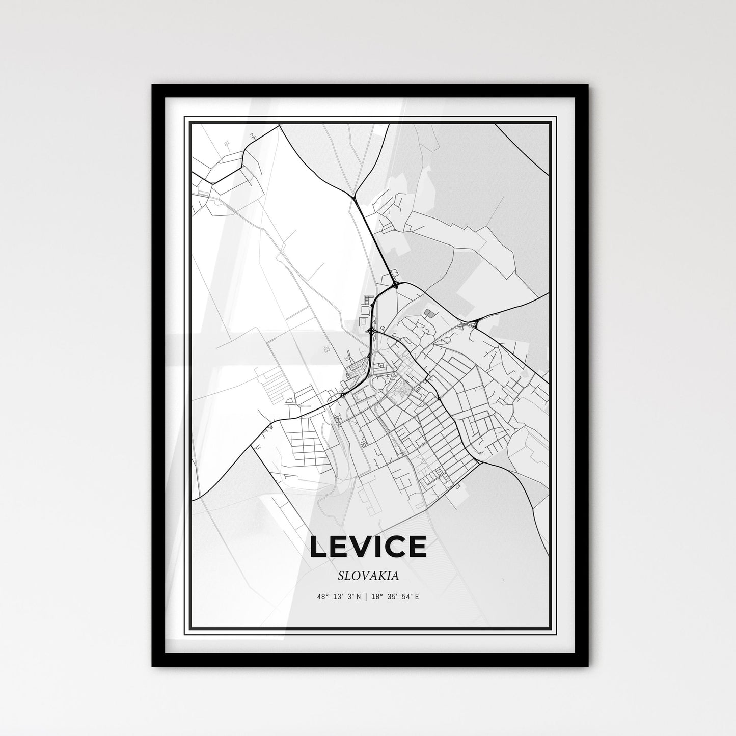 Levice Slovakia - Scandinavian Style City Map for Modern Home Decor