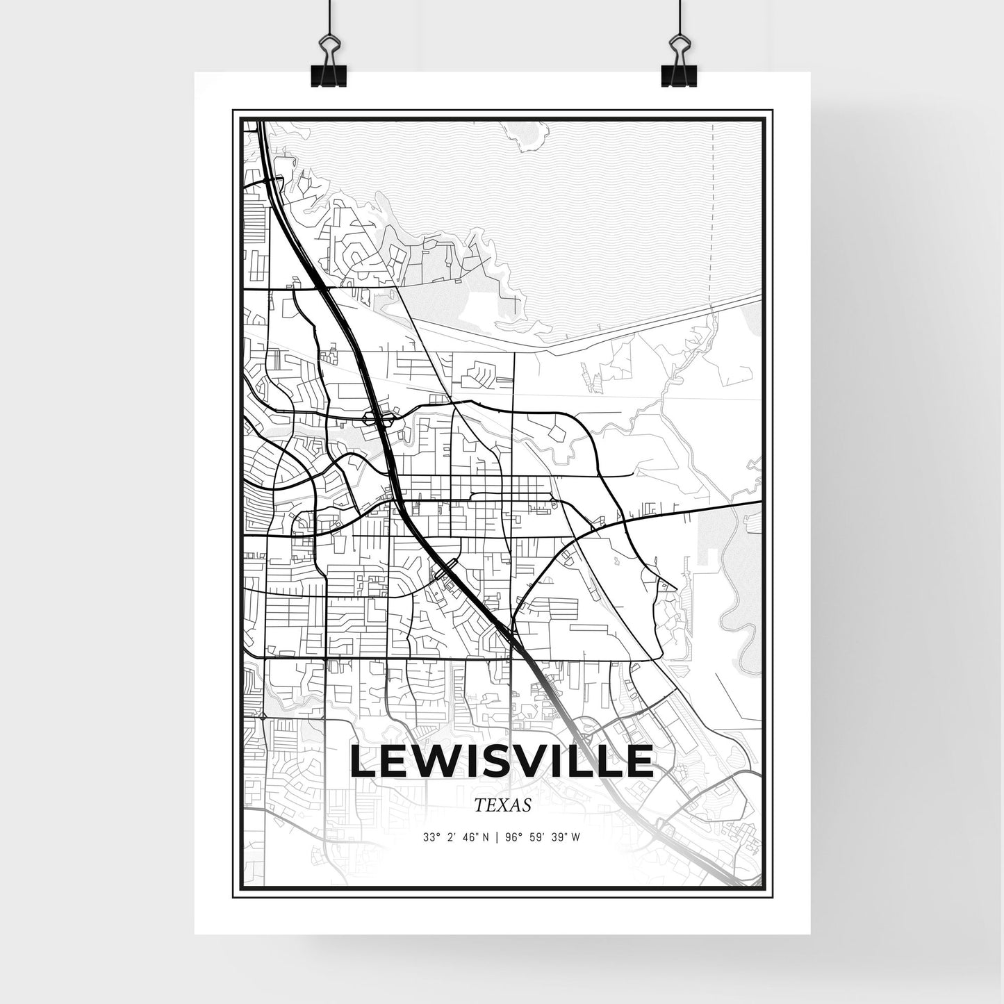 Lewisville Texas - Premium City Map Poster