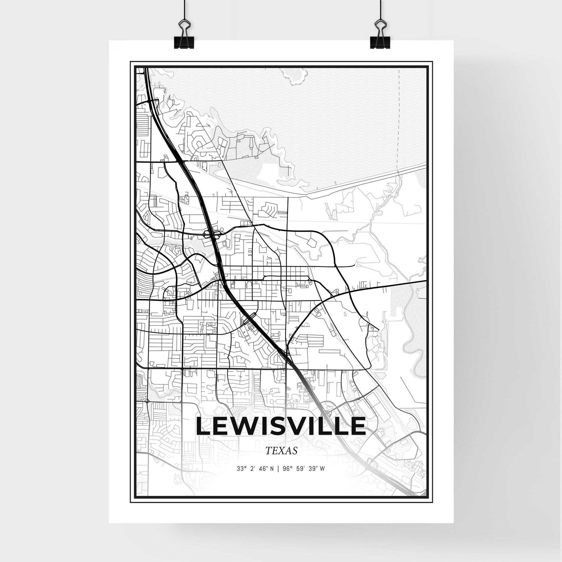 Lewisville Texas - Premium City Map Poster