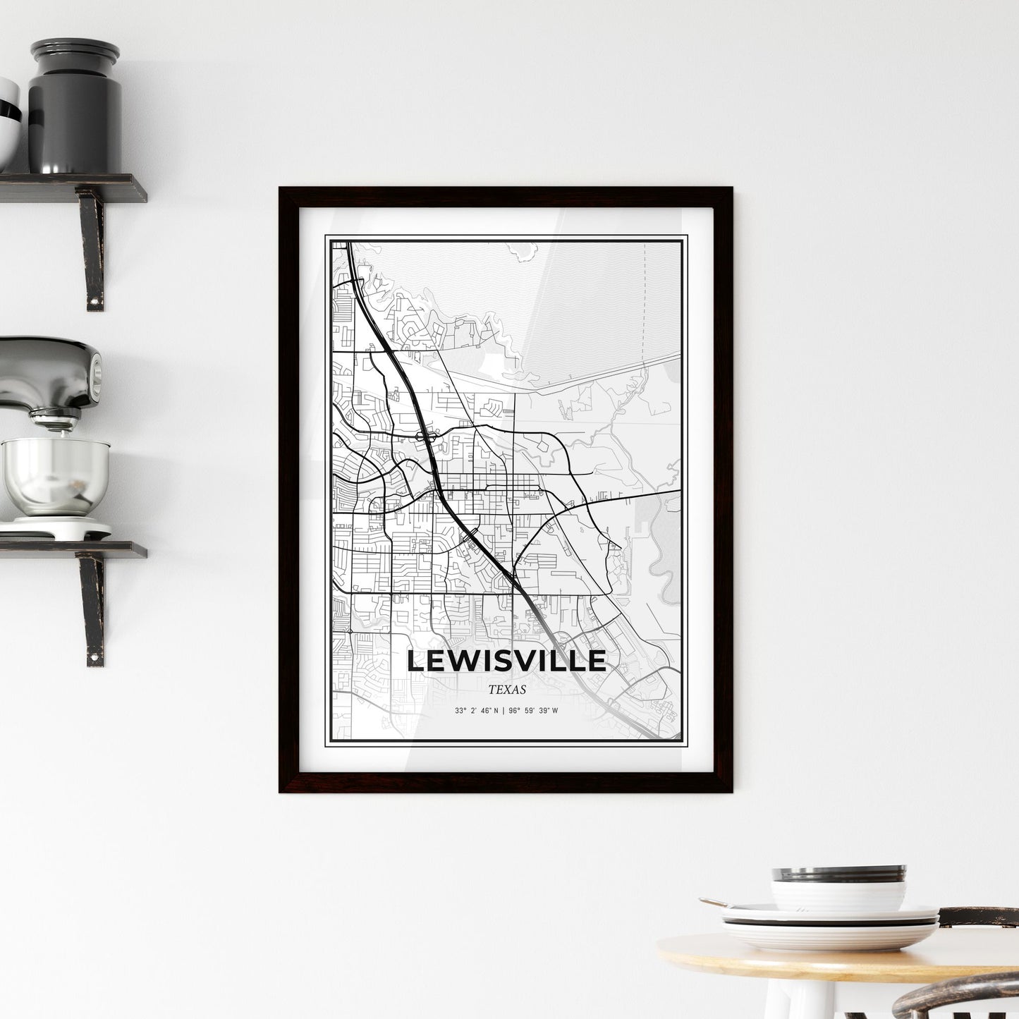 Lewisville Texas - Minimal City Map