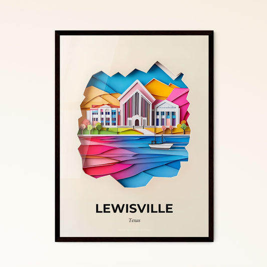 Vivid Lewisville, Texas - a paper cut of a city with a boat