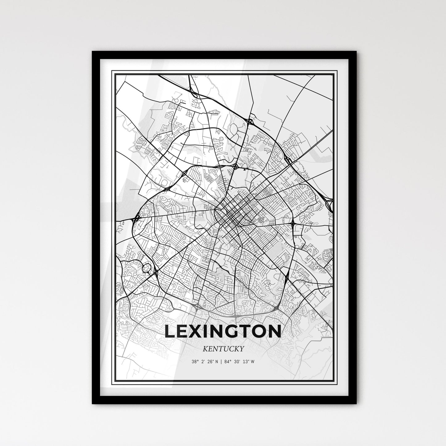 Lexington Kentucky - Scandinavian Style City Map for Modern Home Decor