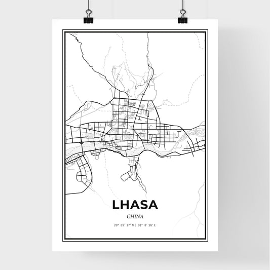 Lhasa China - Premium City Map Poster