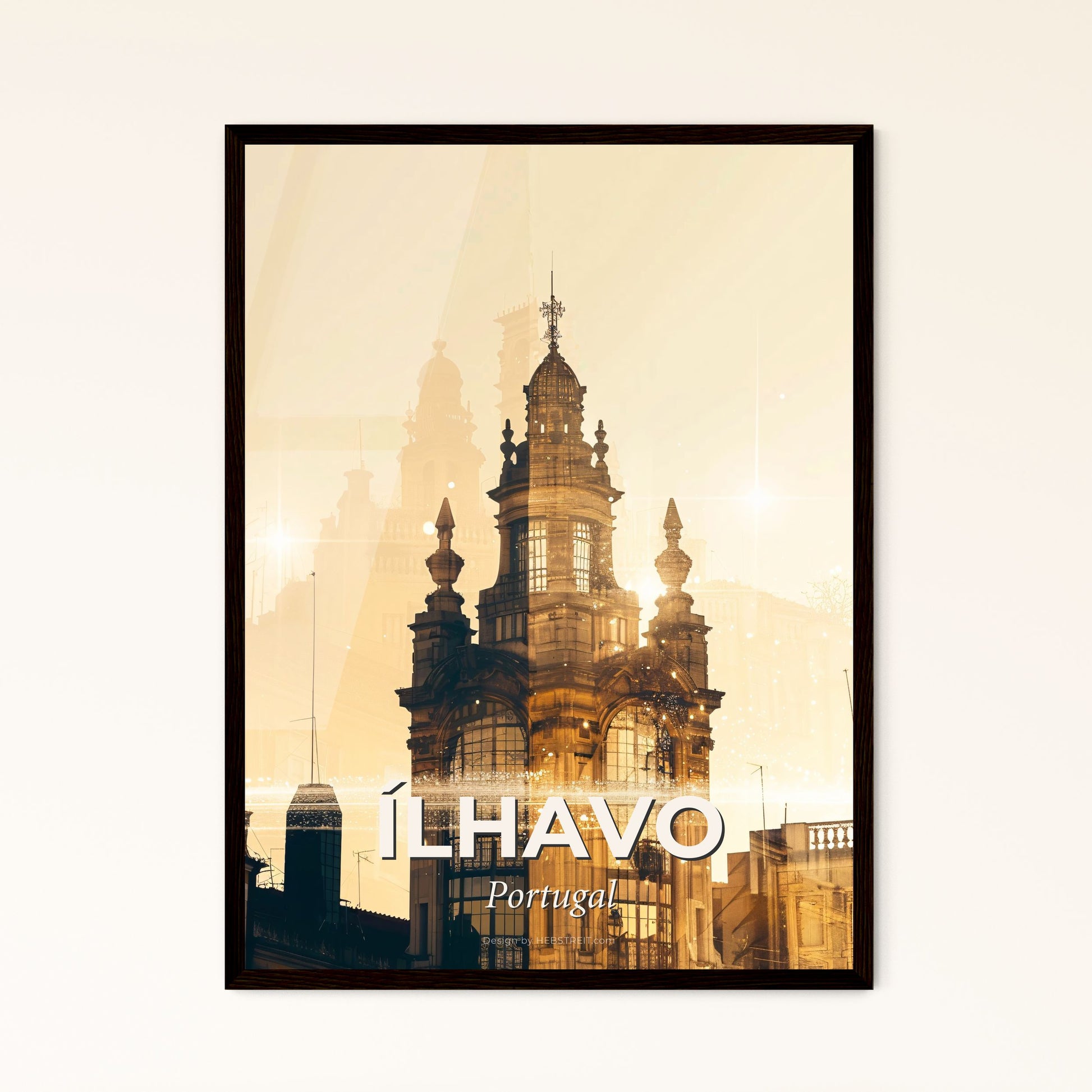 Alhavo Skyline Double Exposure Art Poster - A building with many windows