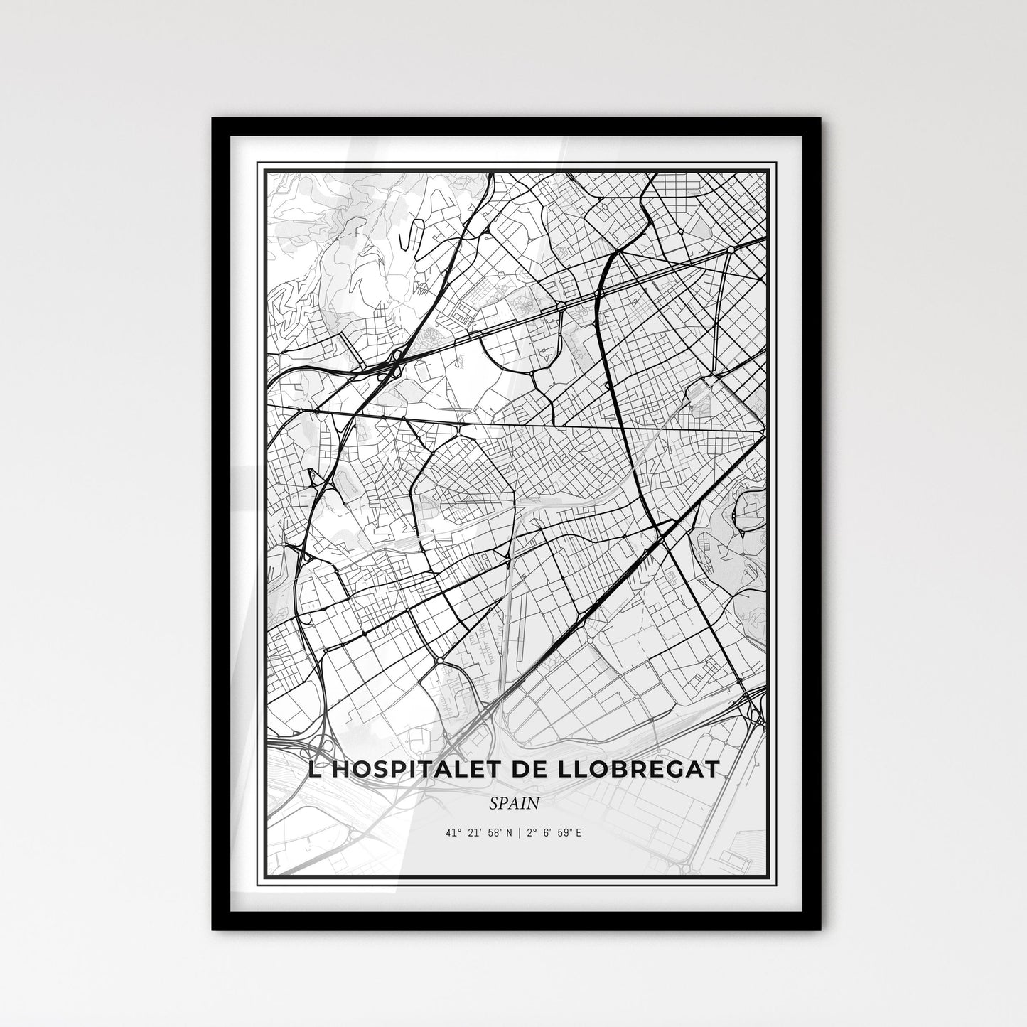 L Hospitalet de Llobregat Spain - Scandinavian Style City Map for Modern Home Decor