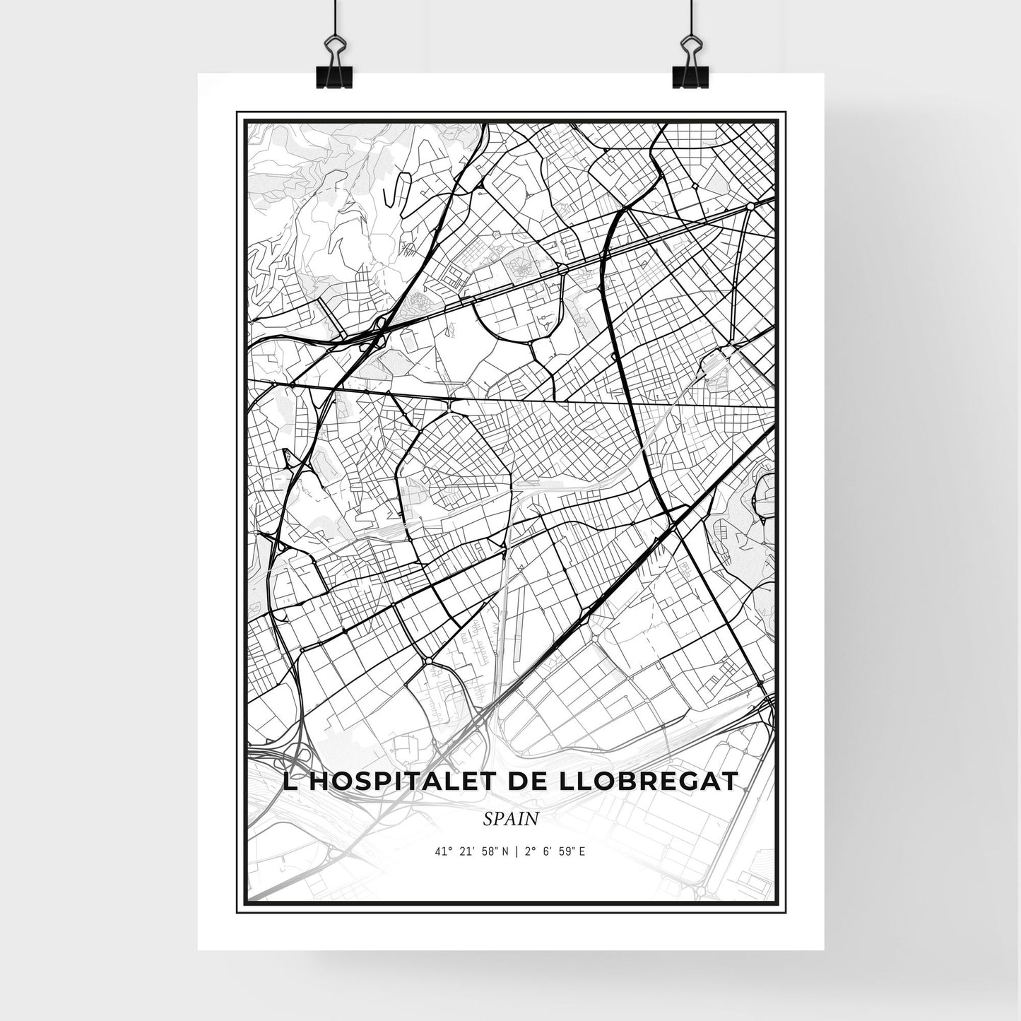 L Hospitalet de Llobregat Spain - Premium City Map Poster