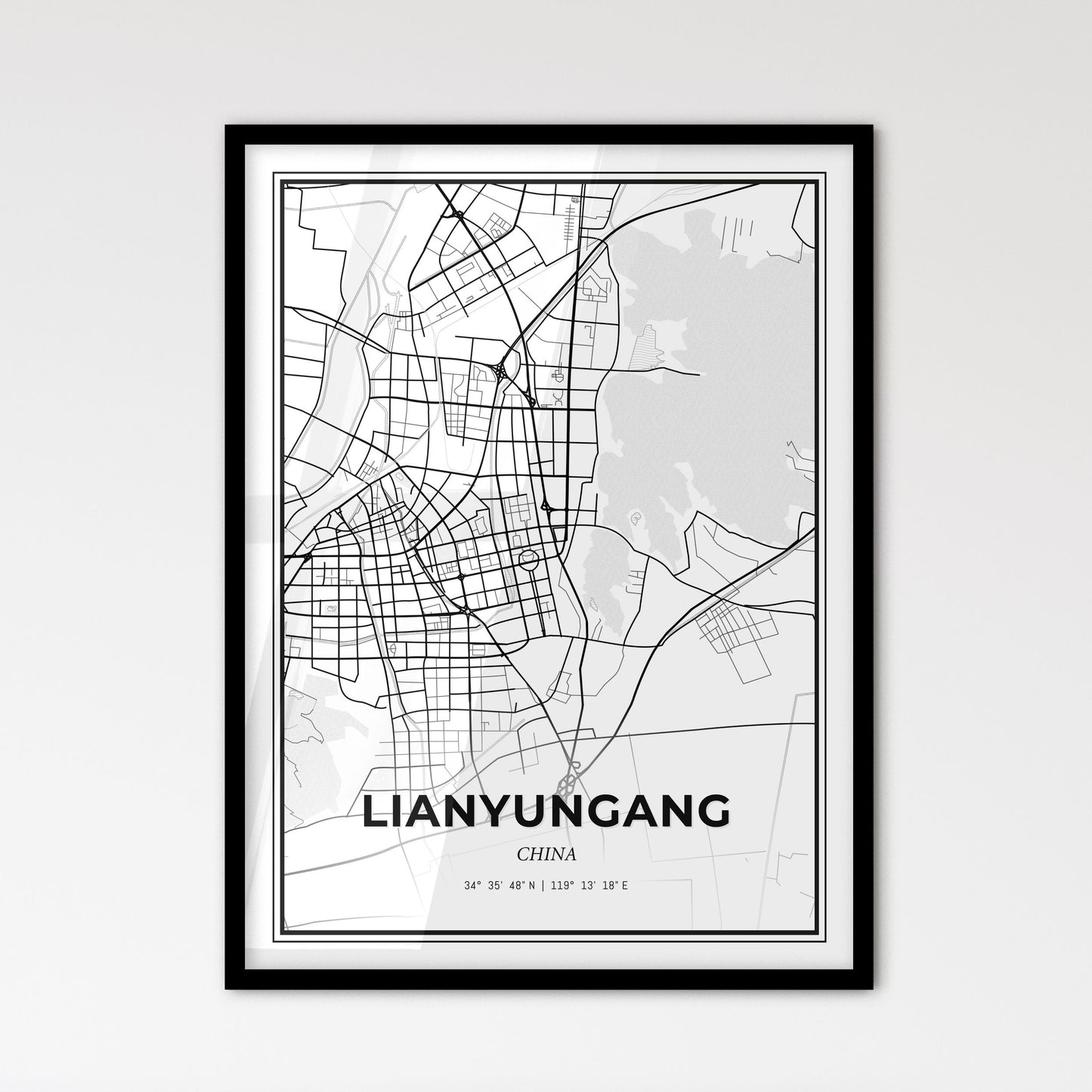 Lianyungang China - Scandinavian Style City Map for Modern Home Decor