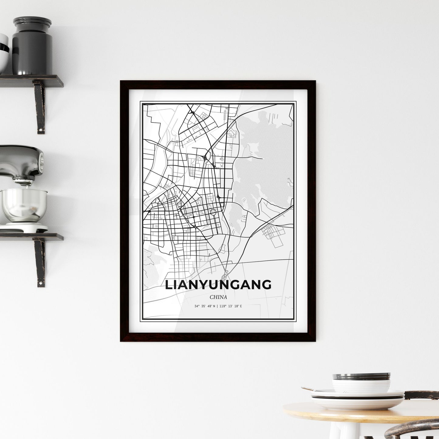 Lianyungang China - Minimal City Map