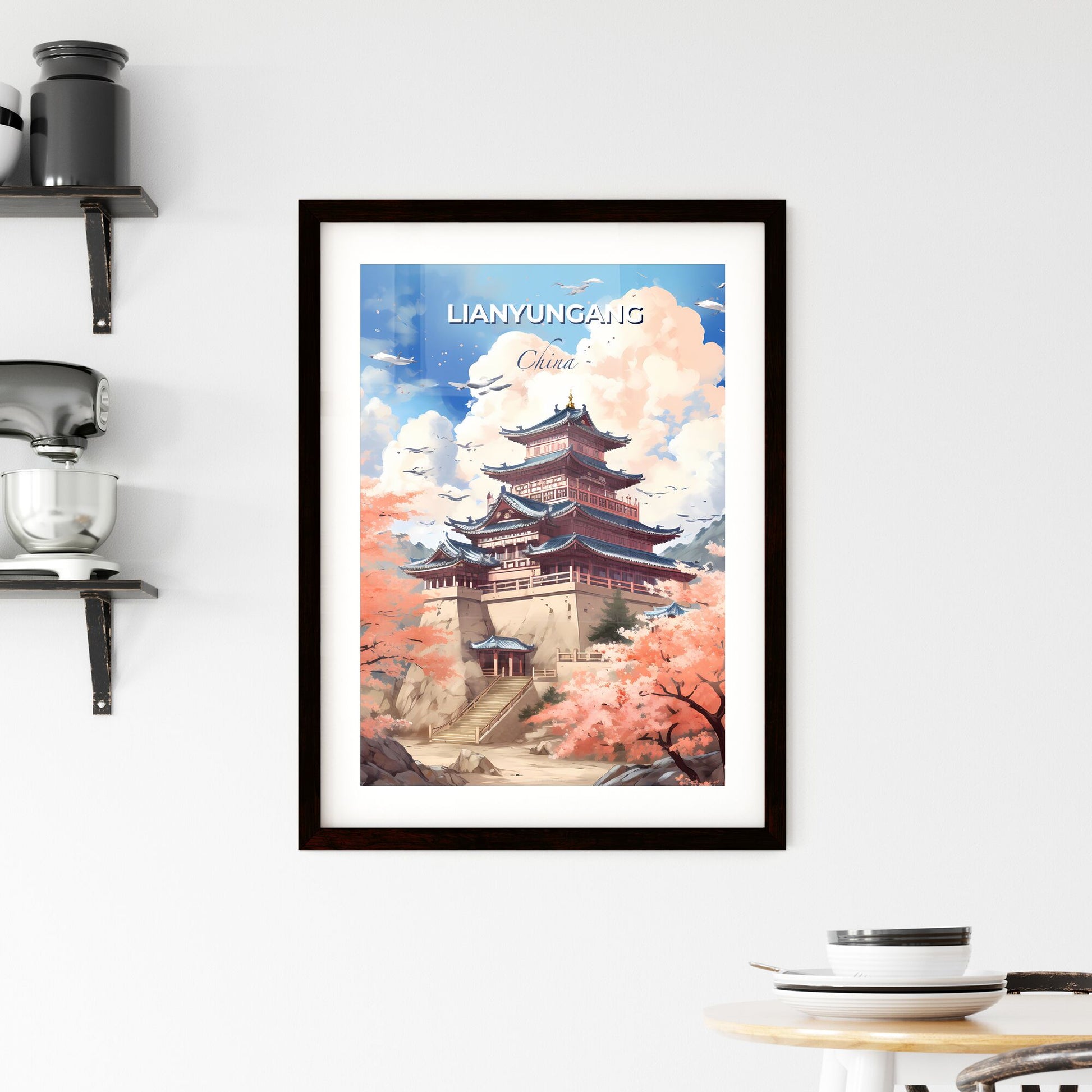 Vibrant Lianyungang Cityscape China Painting Tower Staircase Abstract Modern Art Skyline Default Title