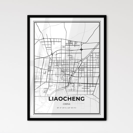 Liaocheng China - Scandinavian Style City Map for Modern Home Decor