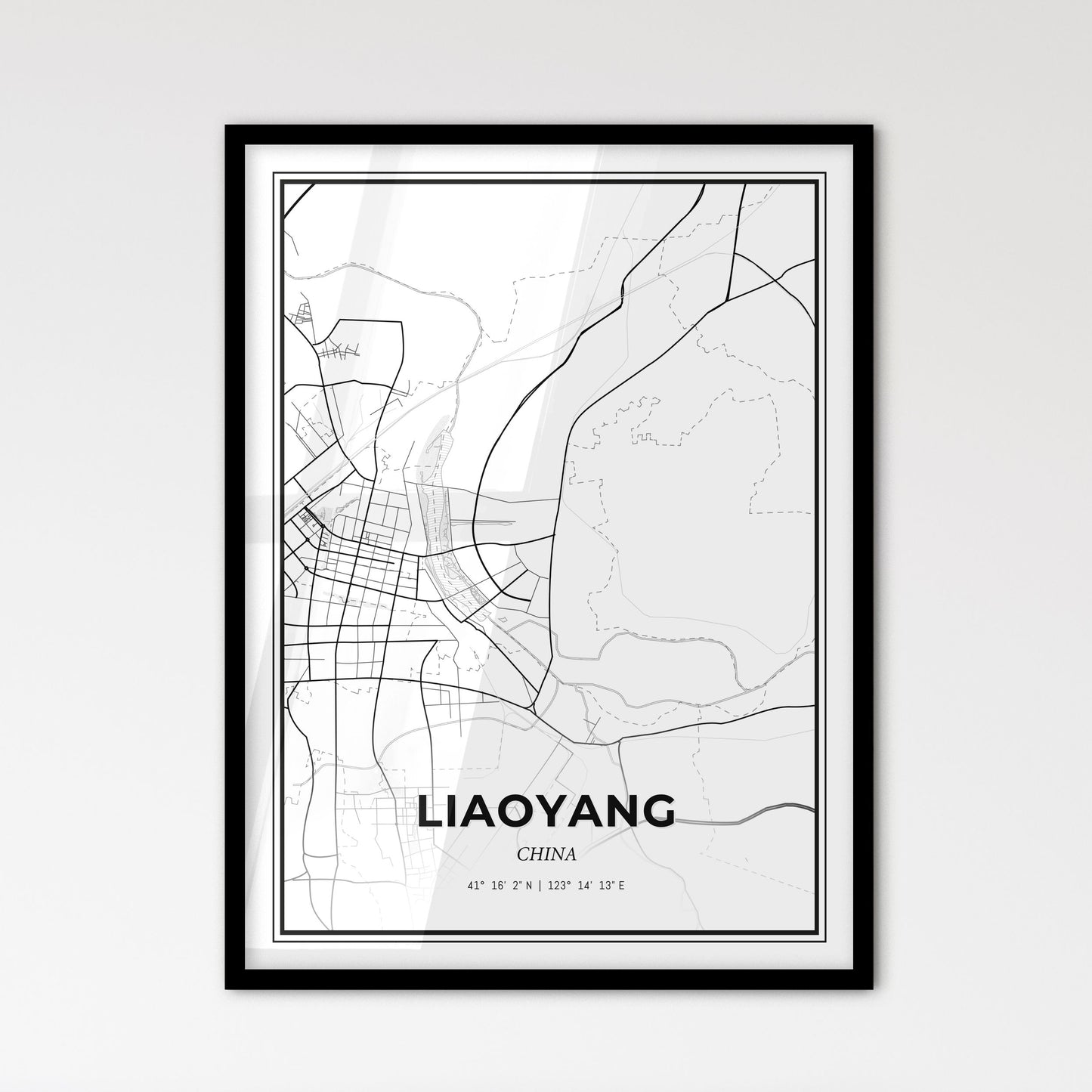 Liaoyang China - Scandinavian Style City Map for Modern Home Decor