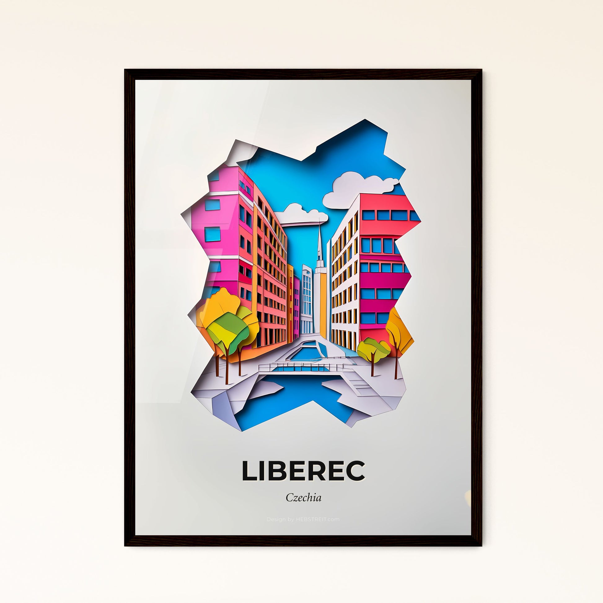 Vivid Liberec, Czechia - a cut out of paper of a city